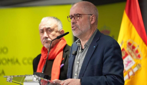 Unai Sordo durante su comparecencia en el Ministerio de Economía, Comercio y Empresa. / © CCOO