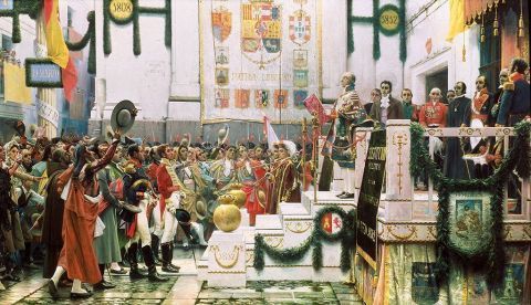 La promulgación de la Constitución de 1812, obra de Salvador Viniegra (Museo de las Cortes de Cádiz). / Wikipedia.