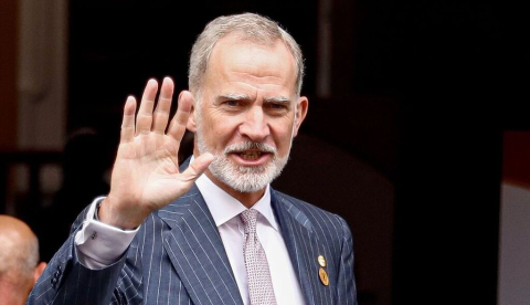 Felipe VI, durante la entrega de becas ‘La Caixa’ en el centro cultural CaixaForum el 12 de julio de 2023 en Madrid. OSCAR GONZALEZ FUENTES/Shutterstock
