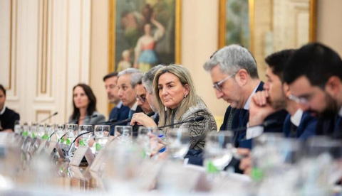 La ministra de Educación, Formación Profesional y Deportes, Milagros Tolón, durante la reunión de la Comisión Interministerial para la preparación y organización del Mundial de Fútbol de 2030. / © lamoncloa.gob.es. Ministerio de la Presidencia.