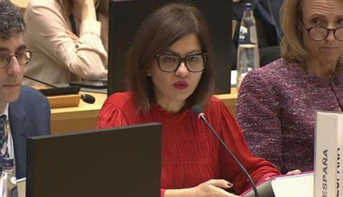 La ministra de Juventud e Infancia, Sira Rego, durante su intervención en Bruselas. / © lamoncloa.gob.es. Ministerio de la Presidencia.