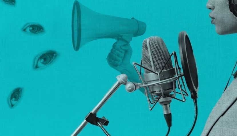 Collage propio a partir de imágenes libres de derechos desde Pexels.com. Imagen de la podcaster: Antoni Shkraba. 