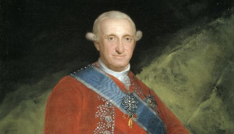 Carlos IV de rojo, por Francisco de Goya (c. 1789). Óleo sobre lienzo, 127 cm x 94 cm, Museo del Prado (Madrid).
