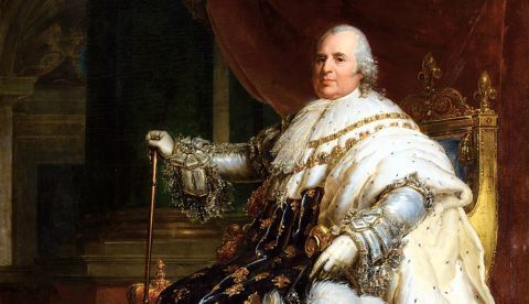 Luis XVIII con vestimenta de coronación. Retrato de François Gérard, c. 1822. / Wikipedia.