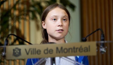 Fotografía tomada el pasado 27 de septiembre en la que se registró a la joven activista medioambiental sueca Greta Thunberg, durante una intervención ante las autoridades de Montreal (Canadá). /Valerie Blum/Archivo 	   