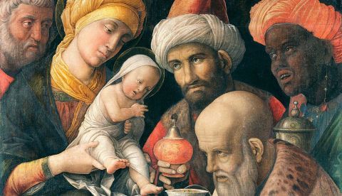 "Adoración de los Magos", pintado por Andrea Mantegna. / Dominio público.