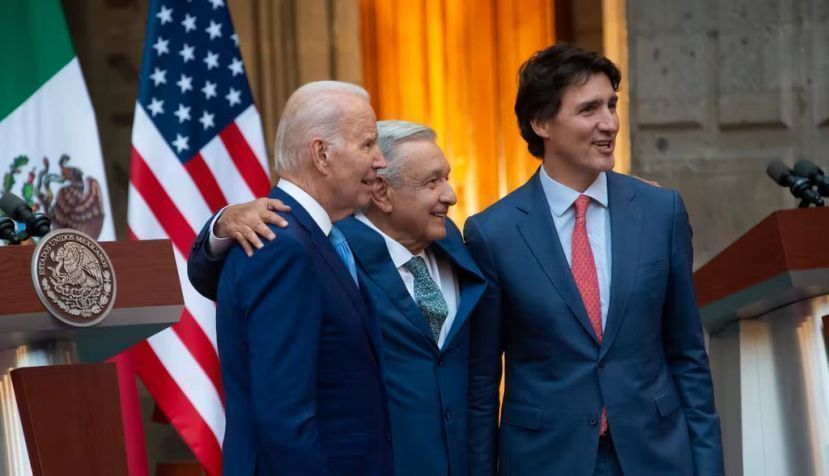 Los presidentes de Estados Unidos y México, Joe Biden y Andrés Manuel López Obrador, junto al primer ministro de Canadá, Justin Trudeau, durante la Cumbre de líderes de América del Norte en México los días 9 y 10 de enero de 2023. Gobierno de México