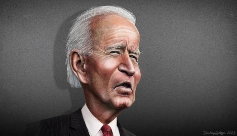 Joe Biden en una caricatura de Donkey Hotey vía flickr.