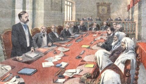Apertura de la Conferencia de Algeciras, que puso fin a la crisis. Reunida por insistencia de Alemania, acabó confirmando la preeminencia de Francia en Marruecos. / Wikipedia.