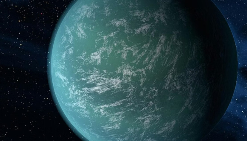 Representación artística Kepler-22b, una supertierra que se encuentra dentro la zona de habitabilidad de su estrella. NASA.