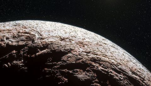 Imagen facilitada por el Observatorio Europeo Austral (ESO) de la impresión artística de la superficie del planeta enano Makemake. EFE