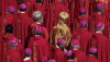 Cardinals stand during the funeral of Pope Francis in St. Peter’s Square at the Vatican on April 26, 2025. (AP Photo/Gregorio Borgia)