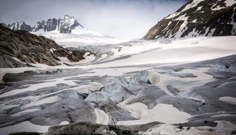 Vista general del glaciar Rhone en los Alpes suizos. EFE/Olivier Maire/Archivo