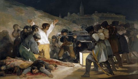 El 3 de mayo en Madrid (1814). Los fusilamientos en la montaña del Príncipe Pío, de Goya. Museo del Prado. / Wikipedia.