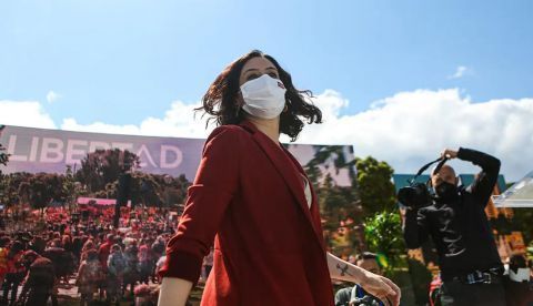 Isabel Díaz Ayuso durante un acto de la reciente campaña electoral en Madrid. FB