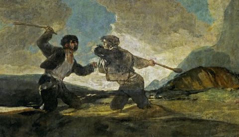 Duelo a garrotazos (Francisco de Goya y Lucientes, 1820-1823). Wikimedia Commons / Museo del Prado