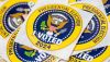 Stickers on a table on the first day of Virginia’s in-person early voting, Sept. 20, 2024, in Arlington. Andrew Harnik/Getty Images