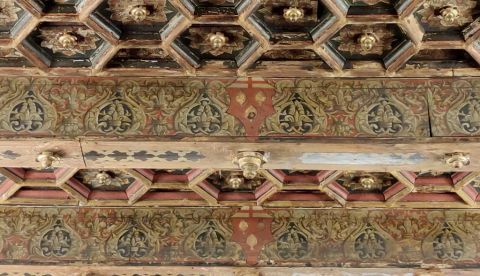 Detalle de techo del palacio de los Pinelo con decoración renacentista pintada. Author provided