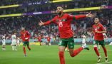 Youssef En-Nesyri of Morocco celebrates his winning goal. Justin Setterfield/Getty Images