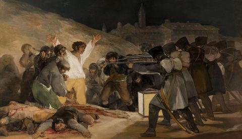 El tres de mayo de 1808 en Madrid o Los fusilamientos en la montaña del Príncipe Pío o Los fusilamientos del 3 de mayo de Francisco de Goya / Museo del Prado.