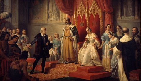 Cristóbal Colón en la Corte de los Reyes Católicos, de Juan Cordero (CC)