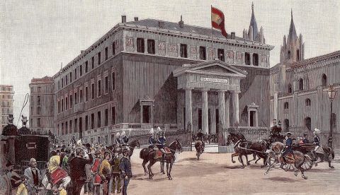 Ilustración del acto de inauguración del edificio de la Real Academia Española (1894) / JUAN COMBA.