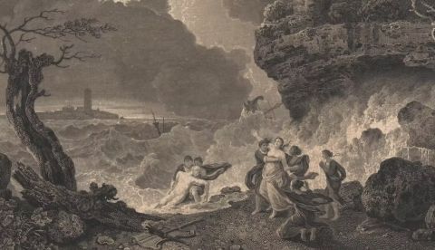 ‘Céix y Alcíone’ de William Woollett (1735–1785). Cuando Céix fallece en un naufragio, Morfeo se presenta en sueños a Alcíone para anunciarle su muerte. Yale Center for British Art / Wikimedia Commons