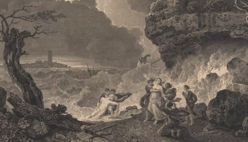 ‘Céix y Alcíone’ de William Woollett (1735–1785). Cuando Céix fallece en un naufragio, Morfeo se presenta en sueños a Alcíone para anunciarle su muerte. Yale Center for British Art / Wikimedia Commons