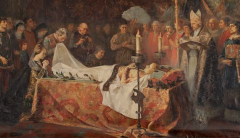 Muerte del príncipe de Viana (Vicente Poveda y Juan, 1887). Museo del Prado