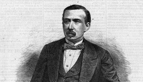 «Don Manuel Ruiz Zorrilla, presidente de las Cortes constituyentes españolas», noviembre de 1870, en La Ilustración de Madrid, dibujo de Alfredo Perea, grabado de Rico.