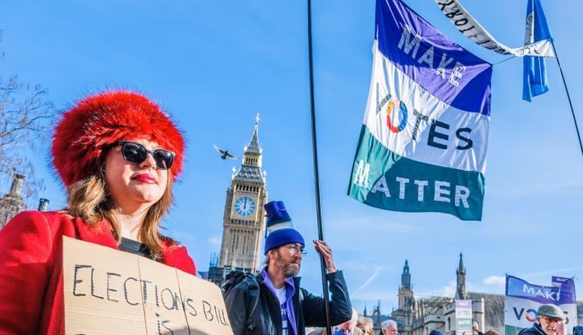 Protesters against the Election Act while it was going through parliament. Guy Bell