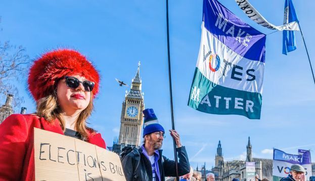 Protesters against the Election Act while it was going through parliament. Guy Bell