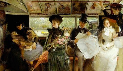 "The Bayswater Omnibus" por George W. Joy, 1895, representa la vida social de clase media en esta escena callejera de la Inglaterra victoriana. / Wikipedia