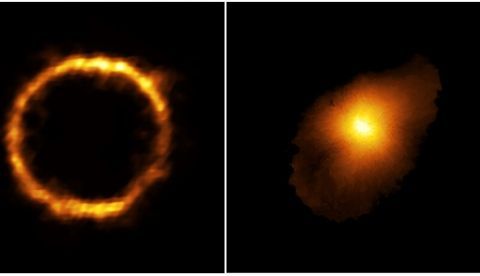 Un equipo científico ha descubierto a 12.000 millones de años luz la galaxia más distante de características similares a la Vía Láctea. EFE/ALMA (ESO/NAOJ/NRAO)