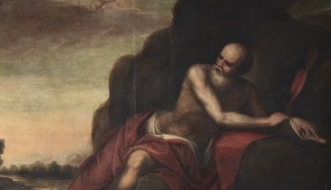 ‘San Jerónimo en el desierto’, de Mariana de la Cueva. 1672. Foto: Adrián Contreras. Hermandad de la Caridad y del Refugio, Granada, Author provided