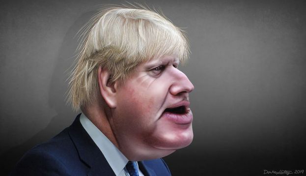 Boris Johnson en una caricatura de DonkeyHontey vía flickr.