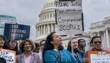 Activists call for ethics reform in the Supreme Court at the U.S. Capitol in Washington on May 2, 2023. AP Photo/J. Scott Applewhite