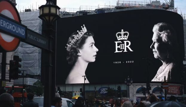 London’s Piccadilly Circus on the first day of national mourning. James Clifford Kent, Author provided