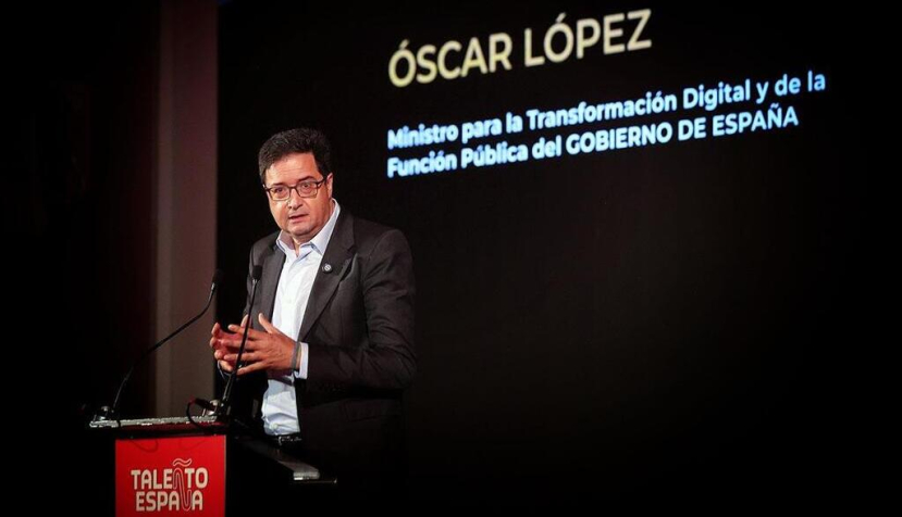 El ministro de Transformación Digital y Función Pública, Óscar López, durante su participación en el Foro Talento Joven. / © lamoncloa.gob.es. Ministerio de la Presidencia.