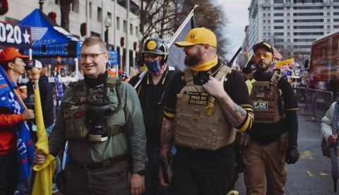 Miembros de la organización neofascista Proud Boys en una protesta a favor del presidente Donald Trump en diciembre de 2020. Johnny Silvercloud / Shutterstock