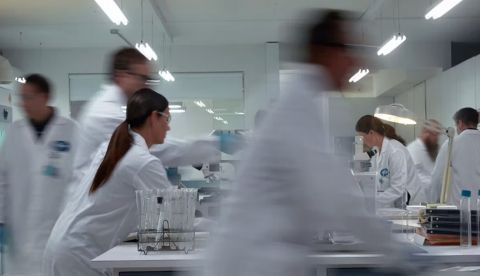 Empleados de Pfizer en el laboratorio.