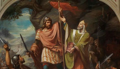 Don Pelayo en Covadonga'; de Luis de Madrazo.  Museo del Prado