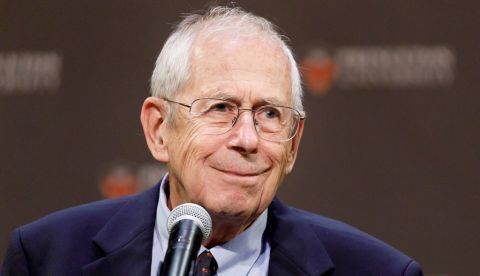 Princeton University professor James Peebles discusses being awarded the 2019 Novel Prize in Physics during a press conference at Princeton University in Princeton, New Jersey, USA, 08 October 2019. EFE/EPA/JUSTIN LANE