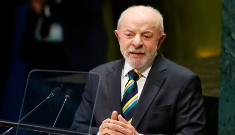 El presidente de Brasil, Luiz Inácio Lula da Silva, interviene durante la 81.ª sesión de la Asamblea General de las Naciones Unidas. Chip Somodevilla/Getty Images