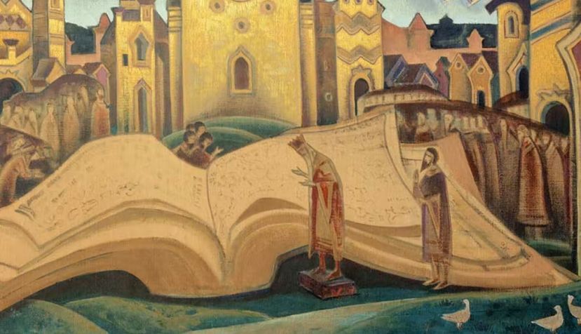 N. K. Roerich. ‘El libro de las palomas’ 1922. Museo Estatal de Arte Oriental, Moscú. Wikimedia Commons