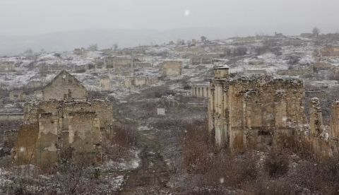 Ciudad de Fuzuli después de la segunda guerra de Nagorno-Karabaj en 2020. La ciudad tenía más de 17.000 habiitantes antes de la primera guerra. Shutterstock