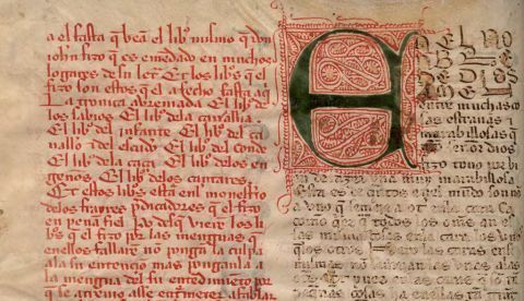 Incipit del Conde Lucanor. Manuscrito de los ss. XIV-XV. Signatura: MSS/6376, BNE, fol. 126v. / Wikipedia