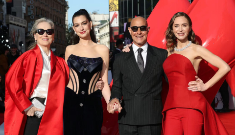 Meryl Streep, Anne Hathaway, Stanley Tucci y Emily Blunt en el estreno londinense de El diablo viste de Prada 2. Disney