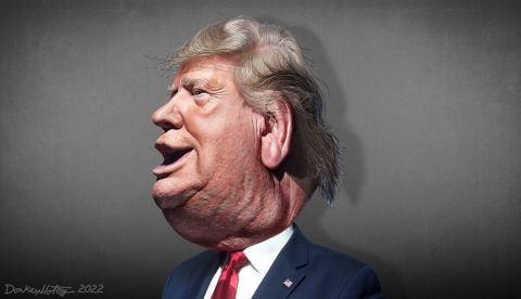 Donald Trump en una caricatura de DonkeyHotey vía flikr.