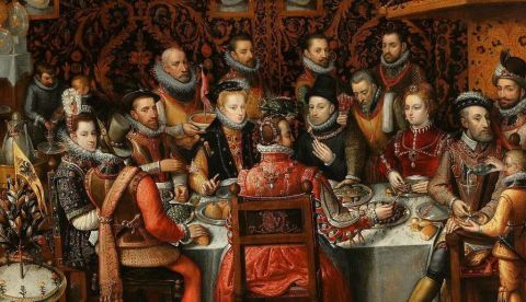 El banquete real (Alonso Sánchez Coello, 1579) en el que aparece Felipe II rodeado de familiares y cortesanos. Wikimedia Commons / Muzeum Narodowe w Warszawie